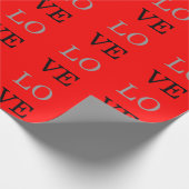 Grijze Rood Achtergrond Liefde Bruiloft Cadeaupapier (Hoek)