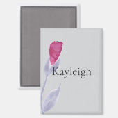 Grijze roze bloem magneet (Voorkant / Achterkant)