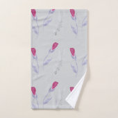 Grijze roze bloemen bad handdoek (Handdoek)
