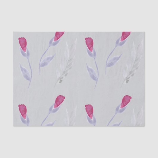 Grijze roze bloemen tissuepapier (Voorkant)