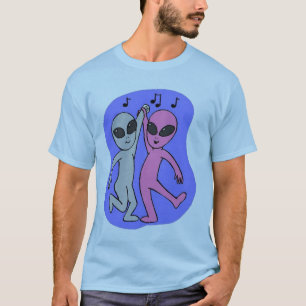 grijze roze dansaliens blauw van Wendy C Allen T-shirt