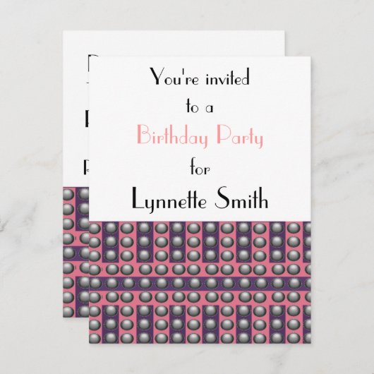 Grijze, roze en Paarse Stippen Aannodiging Kaart (Voorkant / Achterkant)
