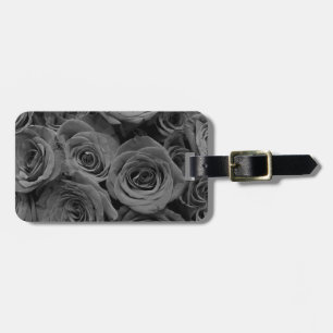 Grijze rozen, grijze bloemenfoto bagagelabel
