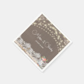 Grijze Rustic Lace String Light Mason Jar Wedding Servet (Hoek)