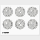 Grijze rustieke houtnerf textuur Winter bruiloft g Ronde Sticker (Vel)