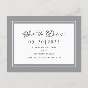 Grijze Save The Date Elegante Trouw Chic Niet-foto Aankondigingskaart