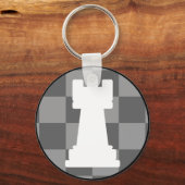 Grijze schaakbord Rook Sleutelhanger (Voorkant)