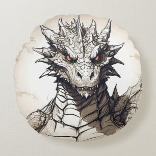 Grijze schaal Dragon Rond Kussen