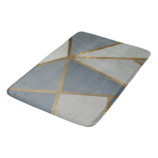 Grijze schaduwen en Goud Bronze Geometrische grafi Badmat (Gekanteld)