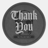 Grijze schedel Spooktacular Halloween Dank u Ronde Sticker (Voorkant)