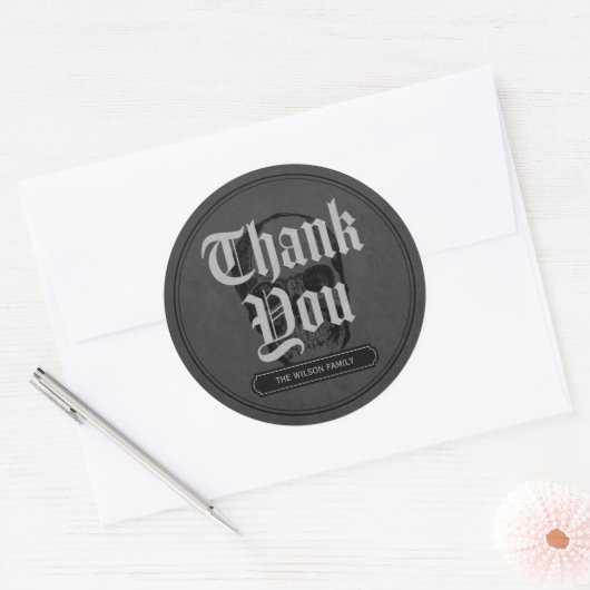 Grijze schedel Spooktacular Halloween Dank u Ronde Sticker (Envelop)
