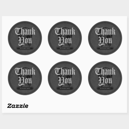 Grijze schedel Spooktacular Halloween Dank u Ronde Sticker (Vel)
