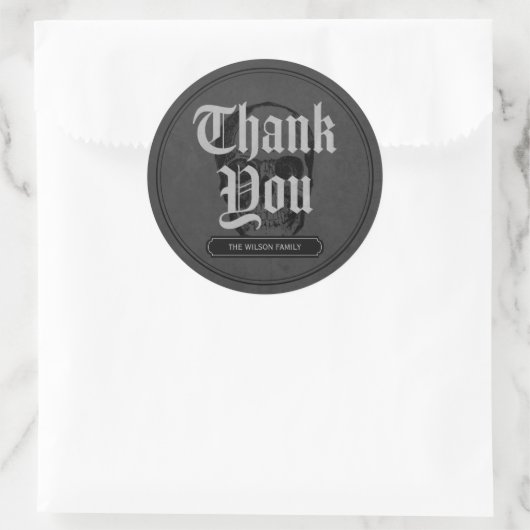 Grijze schedel Spooktacular Halloween Dank u Ronde Sticker (Tas)