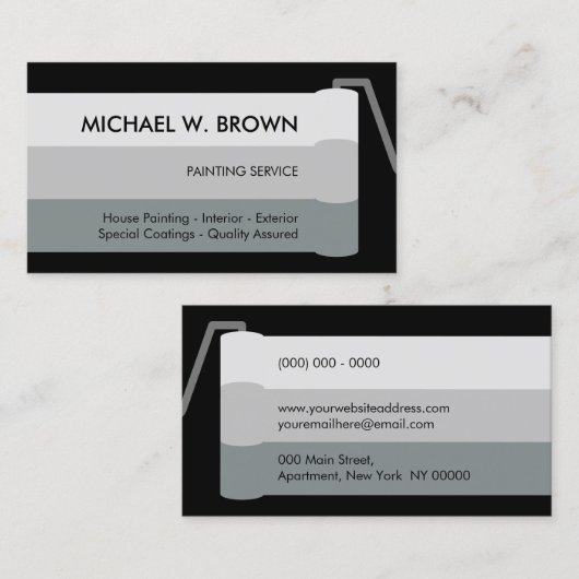 Grijze Schilderrol Interieur Exterieur Visitekaartje (Voorkant / Achterkant)