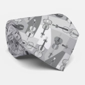 Grijze schuine cello's stropdas (Opgerold)