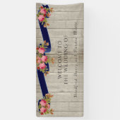 Grijze Schuur Hout Marine Blauw Roze Rose Rustieke Spandoek (Verticaal)