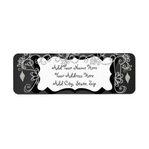 Grijze scrollers Chalkboard Holiday Label