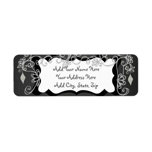 Grijze scrollers Chalkboard Holiday Label (Voorkant)