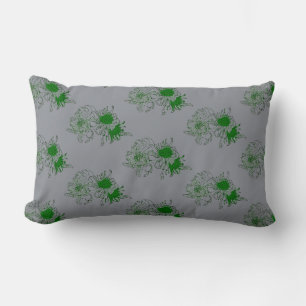 “Grijze Sereniteit – Groene Chrysanthemum Minimal Kussen
