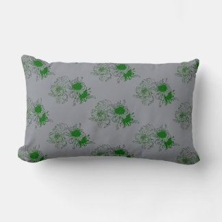 “Grijze Sereniteit – Groene Chrysanthemum Minimal Kussen