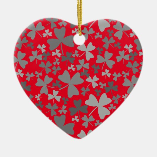 Grijze Shamrocks Keramisch Ornament (Voorkant)