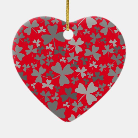 Grijze Shamrocks Keramisch Ornament (Achterkant)