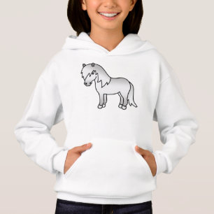 Grijze Shetlandpony Schattige Cartoon Illustratie