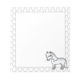 Grijze Shetlandpony Schattige Cartoon Illustratie Notitieblok