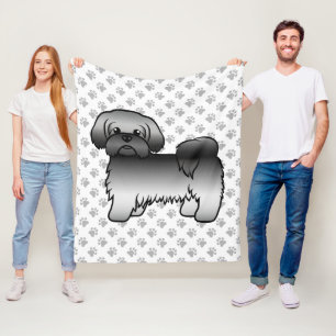 Grijze Shih Tzu Leuke Cartoonhond Illustratie Fleece Deken