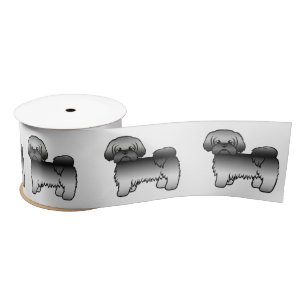 Grijze Shih Tzu Leuke Cartoonhond Illustratie Lint
