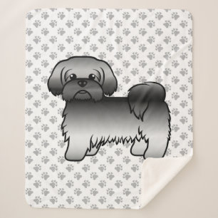 Grijze Shih Tzu Leuke Cartoonhond Illustratie Sherpa Deken