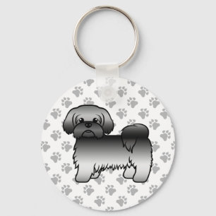 Grijze Shih Tzu Leuke Cartoonhond Illustratie Sleutelhanger