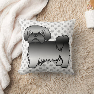 Grijze Shih Tzu Schattige Cartoonhond & Pootjes Kussen