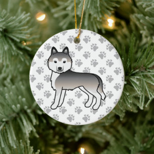 Grijze Siberische Husky Schattige Cartoon Hond Keramisch Ornament