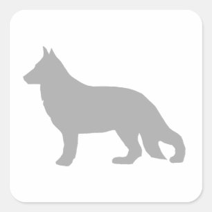 Grijze silhouet van een Duitse herder Vierkante Sticker