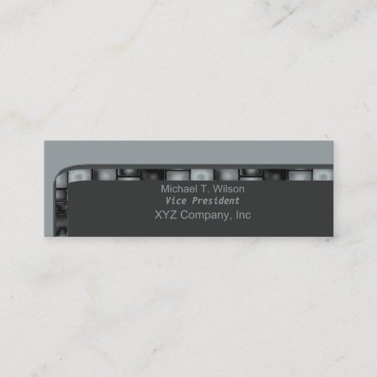 Grijze Silver Tile Border Mini Visitekaartje (Voorkant)