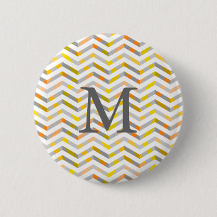 Grijze Sinaasappel gelaagde Chevron Ronde Button 5,7 Cm