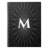 Grijze snaar golven zwart monogram notitieboek (Voorkant)