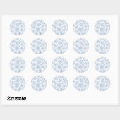 Grijze sneeuwvlokken op gebroken wit ronde sticker (Vel)