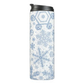 Grijze sneeuwvlokken op gebroken wit thermosbeker (Geroteerd rechts)