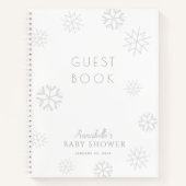 Grijze Snowflake Baby shower Guest Book Notitieboek (Voorkant)