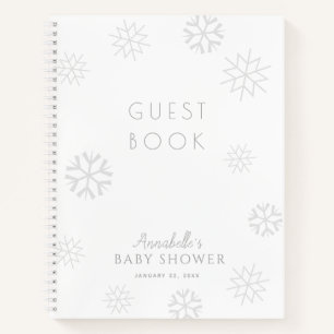 Grijze Snowflake Baby shower Guest Book Notitieboek