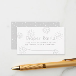 Grijze Snowflakes Baby shower Diaper Raffle Ticket Informatiekaartje