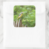 Grijze staart vierkante sticker (Tas)