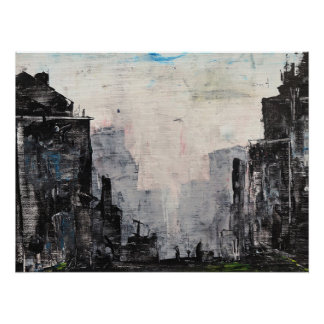 Grijze Stads Abstract Print, Waarde Poster Papier  Perfect Poster