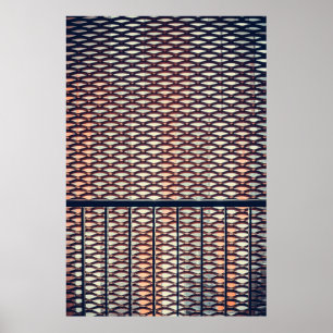 Grijze stalen omheining poster