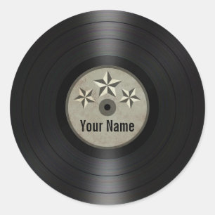 Grijze sterren Persoonlijk Vinyl Record Album Ronde Sticker