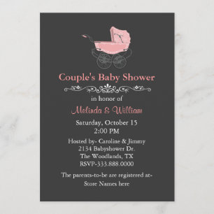 Grijze stijl Baby shower Paar Kaart