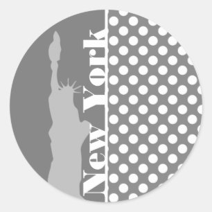 Grijze stippen; New York Ronde Sticker