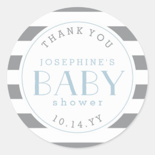 Grijze streep Baby shower Dank je wel! Ronde Sticker